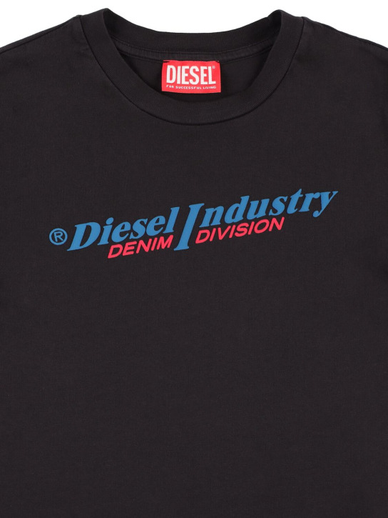 Diesel Kids: Embroidered logo cotton jersey t-shirt - kids-boys_1 | Luisa Via Roma