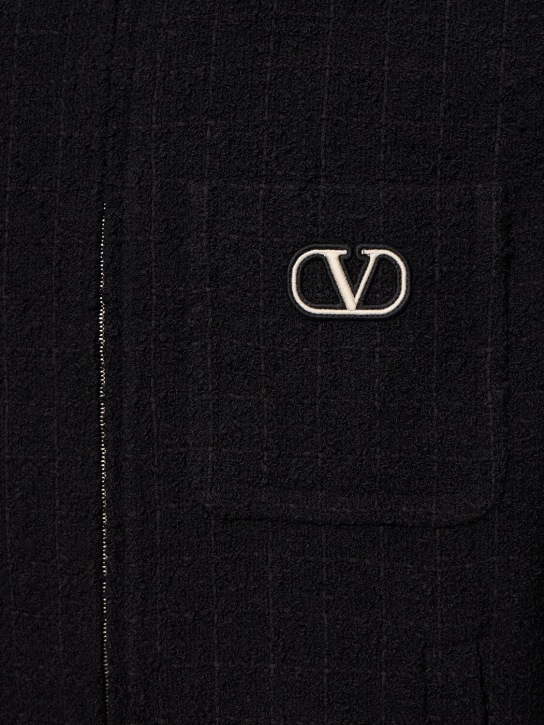 Valentino: Cotton bouclé zipped jacket - Schwarz - men_1 | Luisa Via Roma