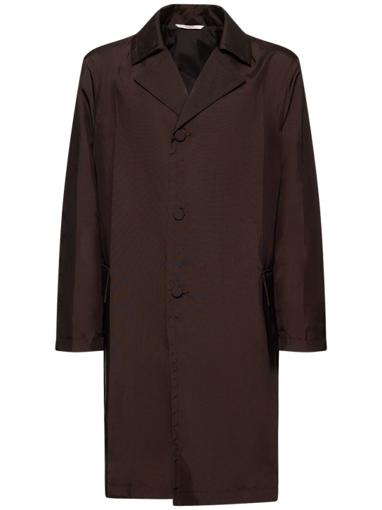 Valentino: Textured nylon long coat - Brown - men_0 | Luisa Via Roma