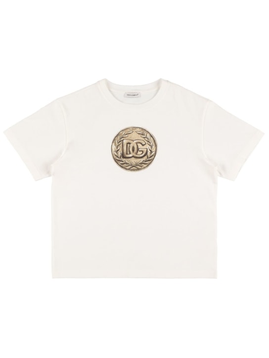 Dolce&Gabbana: Printed cotton jersey t-shirt - Beyaz - kids-boys_0 | Luisa Via Roma