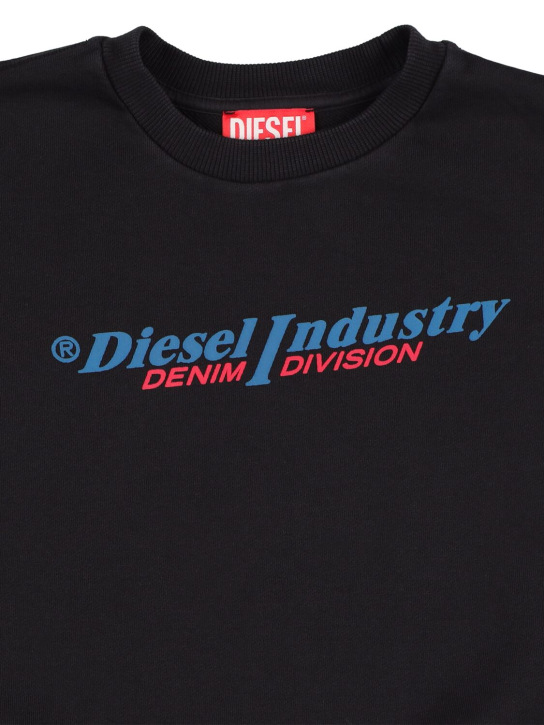 Diesel Kids: Sweat-shirt en coton à logo brodé - Noir - kids-boys_1 | Luisa Via Roma