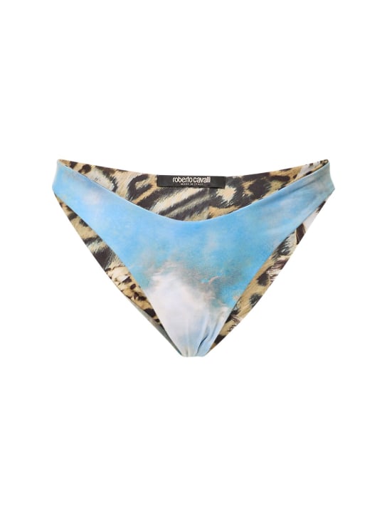Roberto Cavalli: Slip bikini in jersey stampato - Multicolore - women_0 | Luisa Via Roma