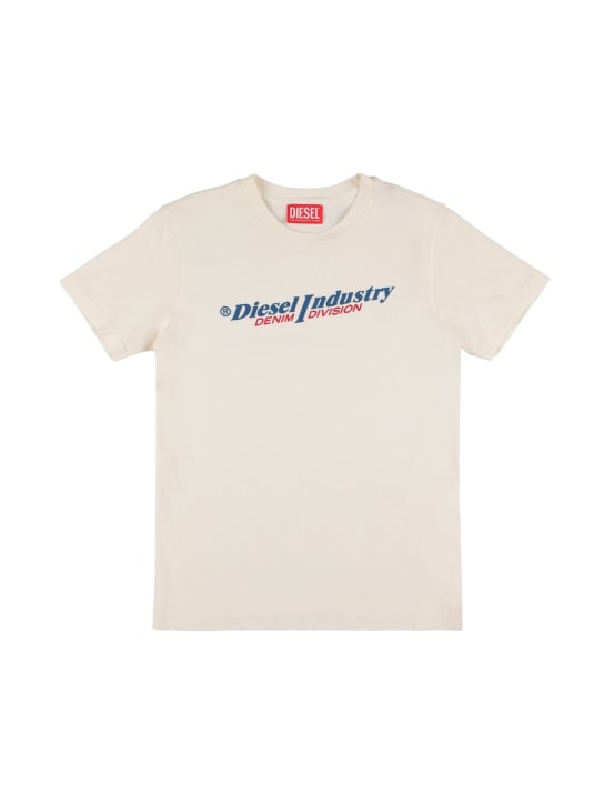 Diesel Kids: Embroidered logo cotton jersey t-shirt - kids-boys_0 | Luisa Via Roma