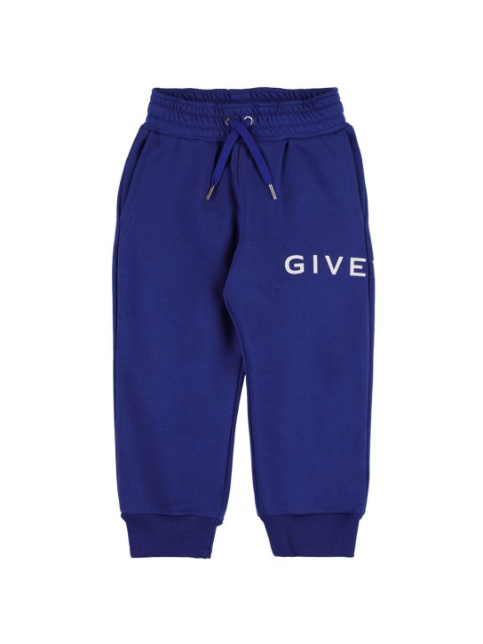 Givenchy: Logo printed cotton blend sweatpants - Azul Royal - kids-girls_0 | Luisa Via Roma