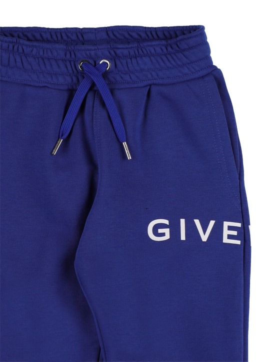 Givenchy: Jogging en coton mélangé imprimé logo - Bleu Roi - kids-boys_1 | Luisa Via Roma