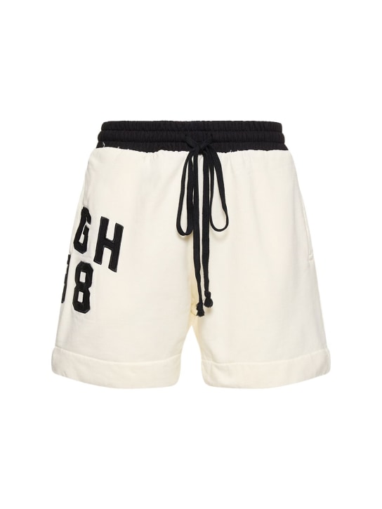 Rough.: Origins cotton sweat shorts - Beyaz/Siyah - men_0 | Luisa Via Roma