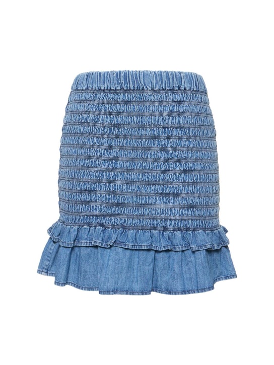 Marant Etoile: Minifalda de denim de algodón - Azul Claro - women_0 | Luisa Via Roma