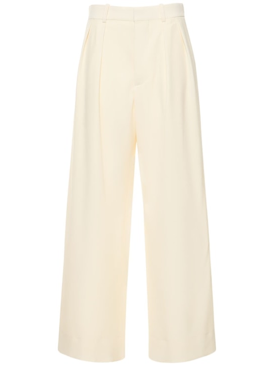 Wardrobe.nyc: Pleated wool low rise pants - Off White - women_0 | Luisa Via Roma