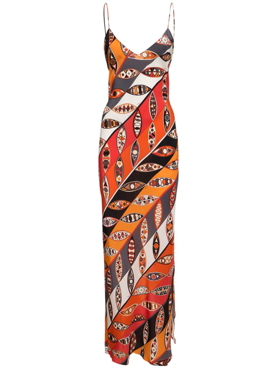 Pucci: Girandole printed silk twill long dress - Renkli - women_0 | Luisa Via Roma