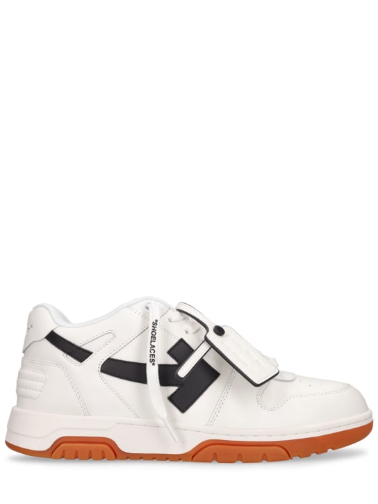 Off-White: Out Of Office leather sneakers - White/Black - men_0 | Luisa Via Roma