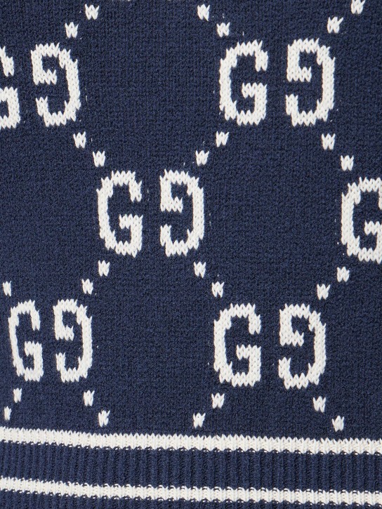 Gucci: GG cotton blend knit top - Navy/Ivory - women_1 | Luisa Via Roma