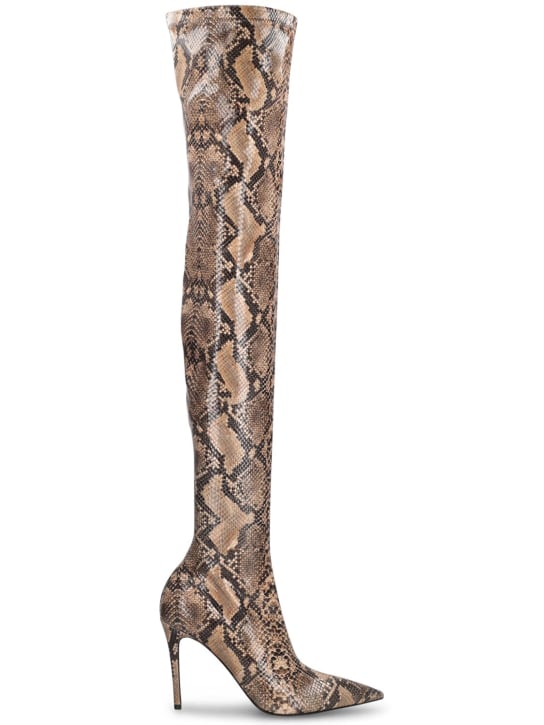 Stella McCartney: 100mm Stella Iconic python print boots - Kahverengi/Siyah - women_0 | Luisa Via Roma