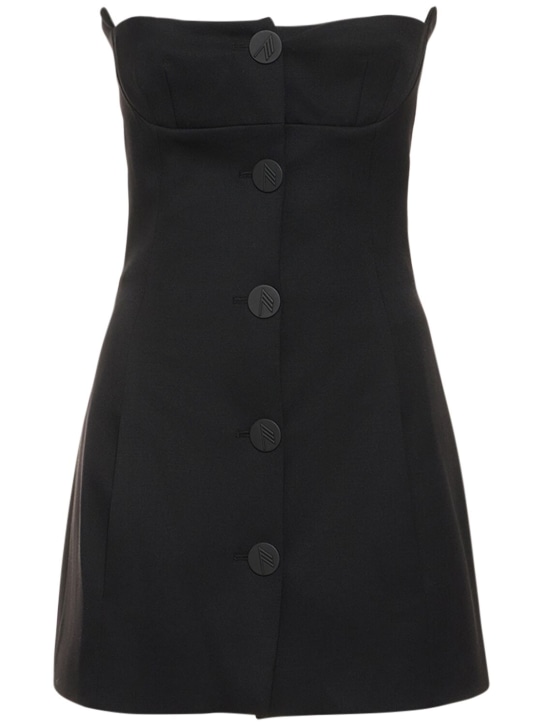 The Attico: Strapless cady mini dress w/ buttons - Black - women_0 | Luisa Via Roma