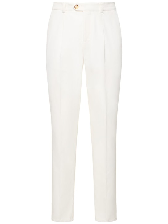 Brunello Cucinelli: Cotton gabardine straight pants - White - men_0 | Luisa Via Roma