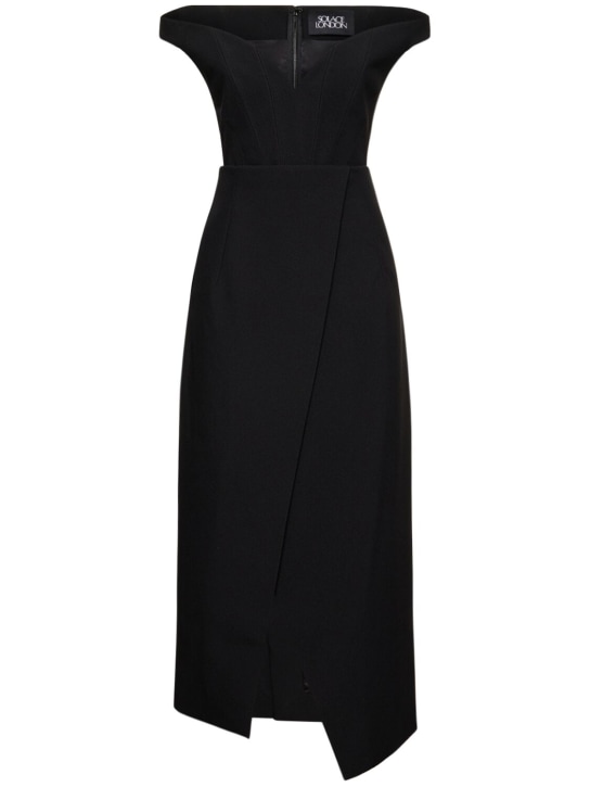 Solace London: Vestido midi de crepé - Negro - women_0 | Luisa Via Roma