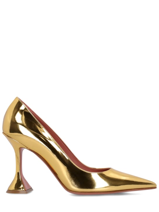 Amina Muaddi: Zapatos Ami de piel espejada  95mm - Oro - women_0 | Luisa Via Roma