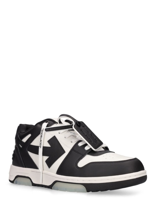 Off-White: Sneakers Out Of Office in pelle - Nero/Bianco - men_1 | Luisa Via Roma