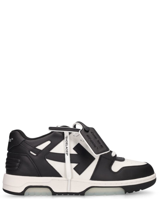 Off-White: Sneakers Out Of Office in pelle - Nero/Bianco - men_0 | Luisa Via Roma