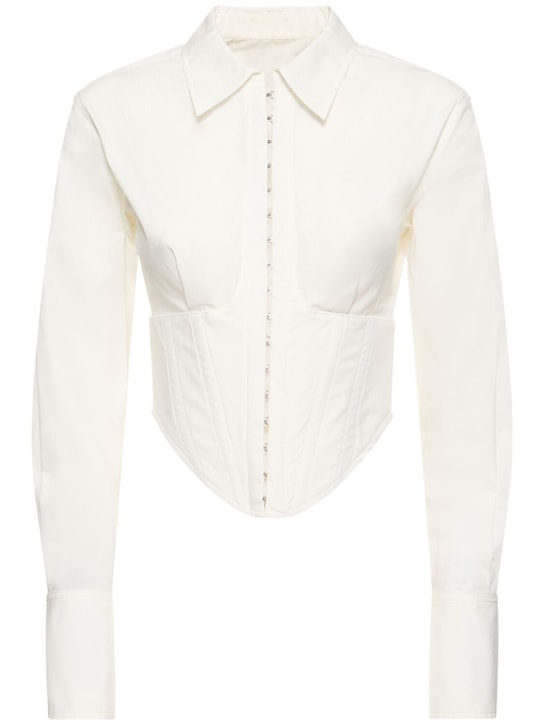 Dion Lee: Cotton blend poplin corset crop shirt - Ivory - women_0 | Luisa Via Roma