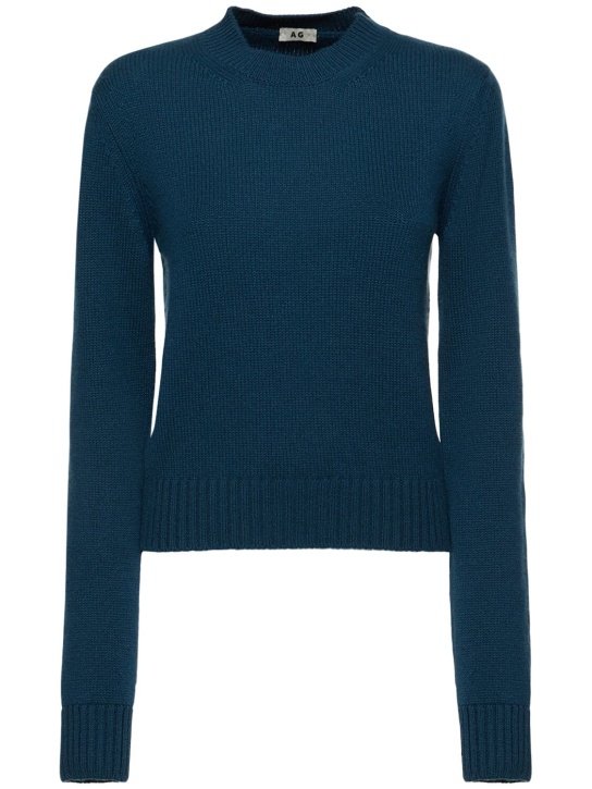Annagreta: Marina cashmere crewneck sweater - Blue - women_0 | Luisa Via Roma