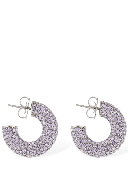 Amina Muaddi: Small Cameron hoop earrings - Violet/Crystal - women_0 | Luisa Via Roma