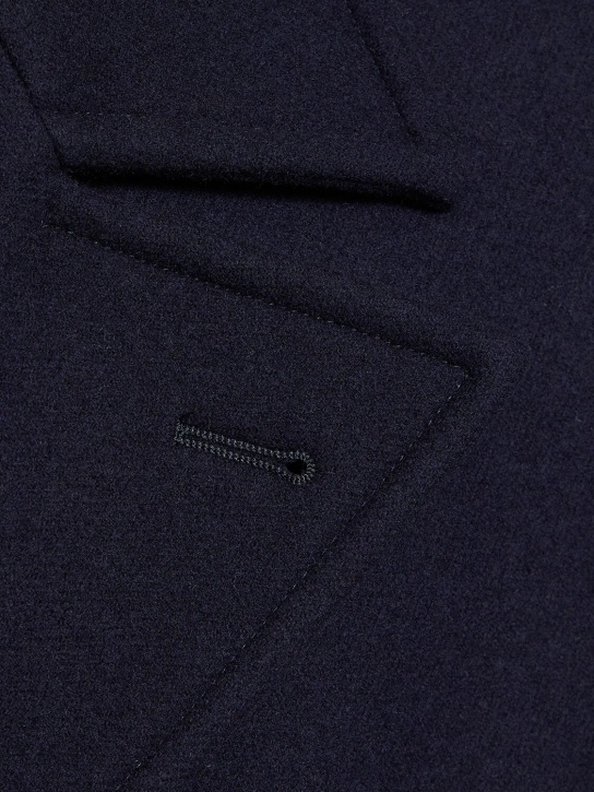 Brunello Cucinelli: Wool & cashmere peacoat - Lacivert - men_1 | Luisa Via Roma
