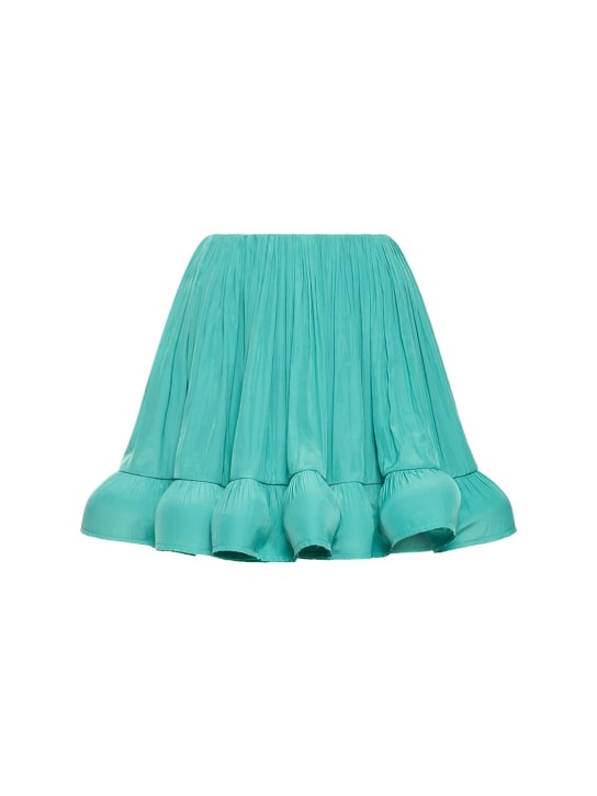 Lanvin: Ruffled charmeuse mini skirt - Deniz Yeşili - women_0 | Luisa Via Roma
