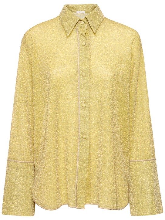 Oséree Swimwear: Lumiere lurex long sleeved shirt - Yellow - women_0 | Luisa Via Roma