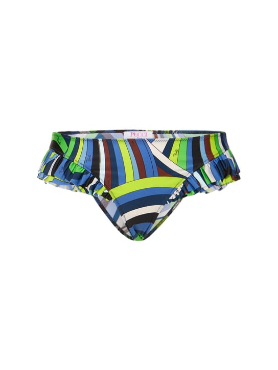 Pucci: Braguitas de bikini de lycra con estampado - Multicolor - women_0 | Luisa Via Roma