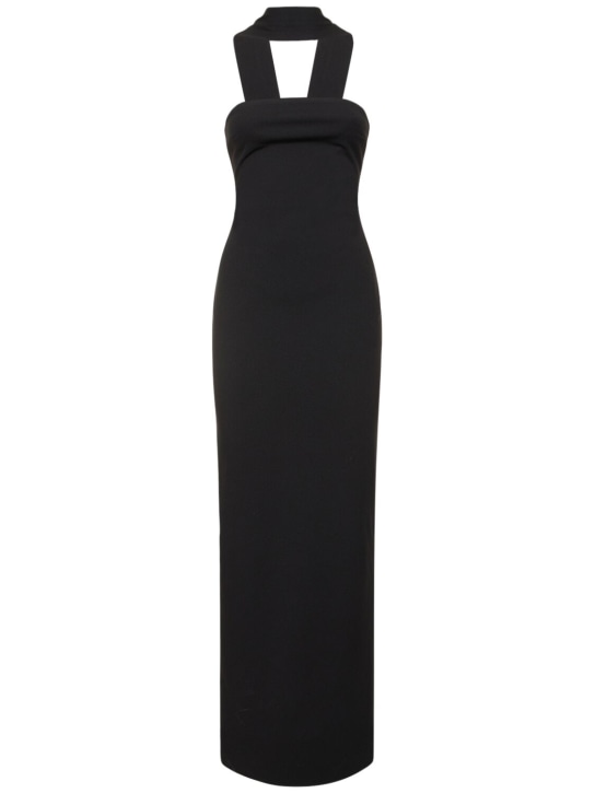 Solace London: Amari crepe long dress - Black - women_0 | Luisa Via Roma