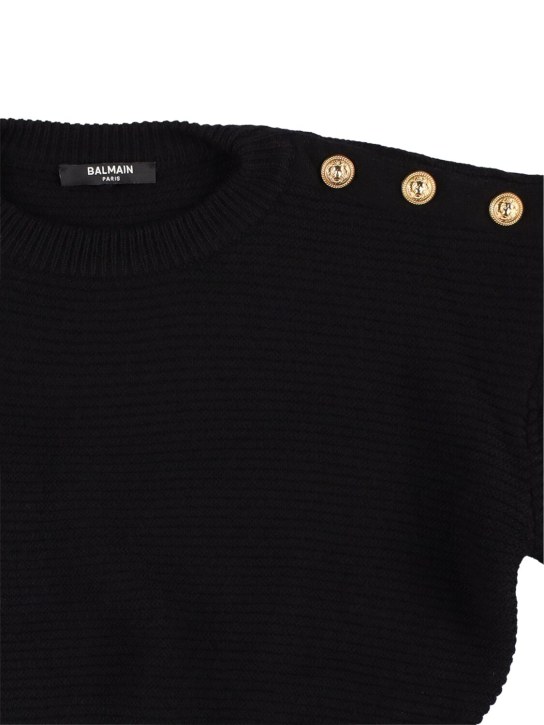 Balmain: Suéter de punto acanalado de lana y cashmere - Negro - kids-girls_1 | Luisa Via Roma