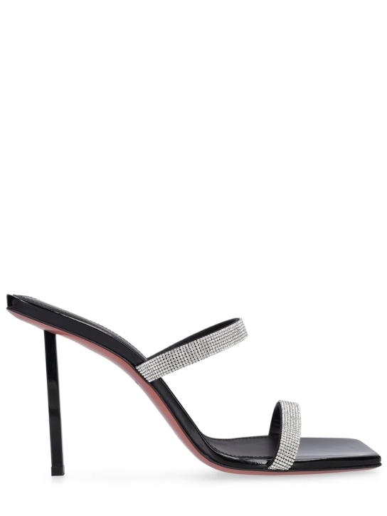 Amina Muaddi: 95mm Rih patent leather sandals - Black - women_0 | Luisa Via Roma