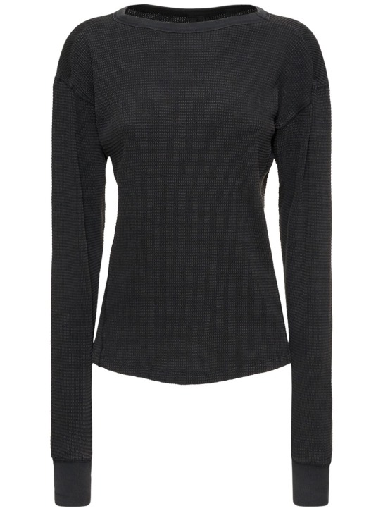 Entire Studios: Washed Black thermal long sleeve t-shirt - Black - women_0 | Luisa Via Roma