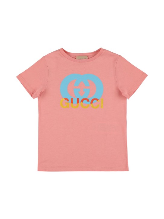 Gucci: 코튼 저지 티셔츠 - Rose - kids-girls_0 | Luisa Via Roma