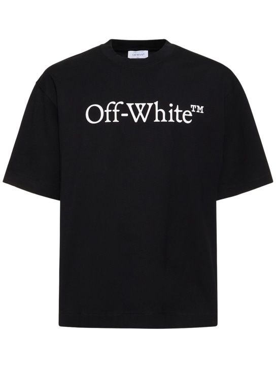 Off-White: Big Bookish Skate cotton t-shirt - Siyah - men_0 | Luisa Via Roma