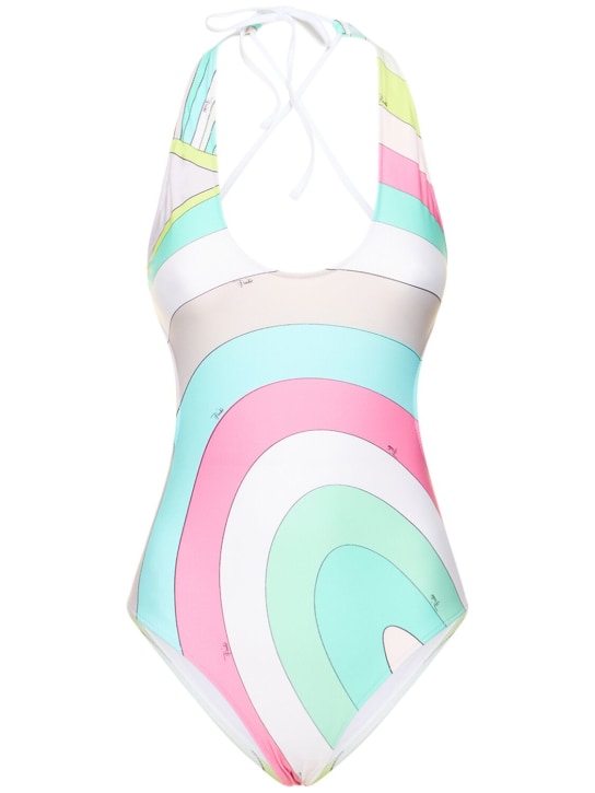 Pucci: Iride printed Lycra one piece swimsuit - Multicolor - women_0 | Luisa Via Roma