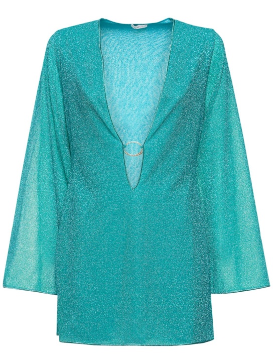 Oséree Swimwear: Mini-Kaftan-Kleid aus Lurex „Lumiere“ - Blau - women_0 | Luisa Via Roma