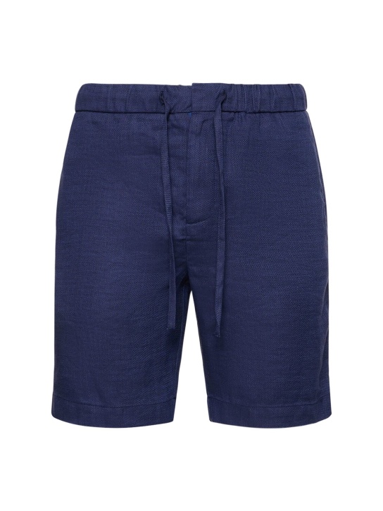Frescobol Carioca: Felipe linen & cotton shorts - Lacivert - men_0 | Luisa Via Roma