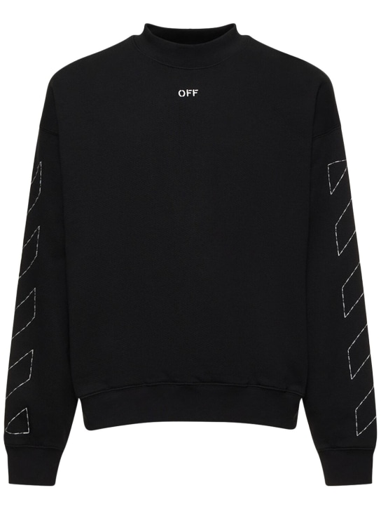 Off-White: Off Stitch Skate cotton sweatshirt - Siyah - men_0 | Luisa Via Roma