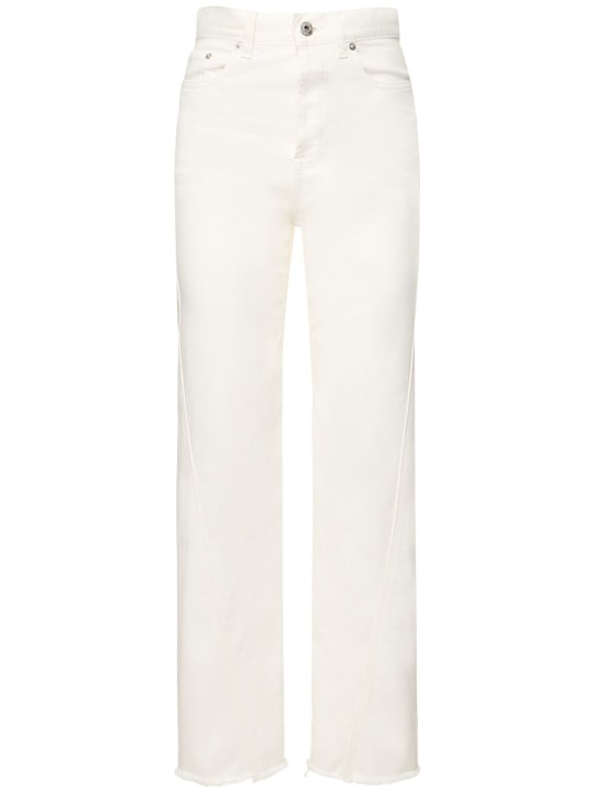 Lanvin: Twisted denim high waist straight jeans - Optic White - women_0 | Luisa Via Roma
