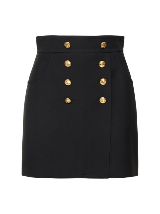 Gucci: Crepe cady silk blend skirt - Black - women_0 | Luisa Via Roma