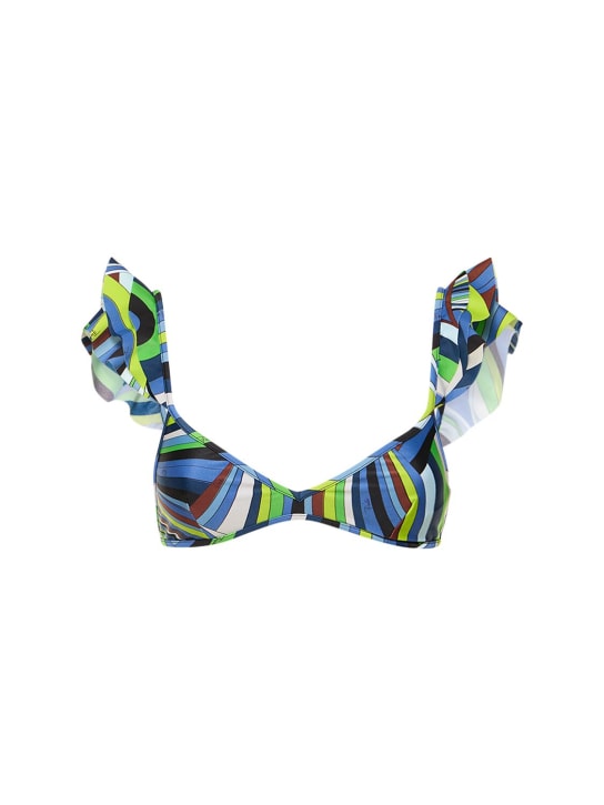 Pucci: Top de bikini de lycra estampado - Multicolor - women_0 | Luisa Via Roma