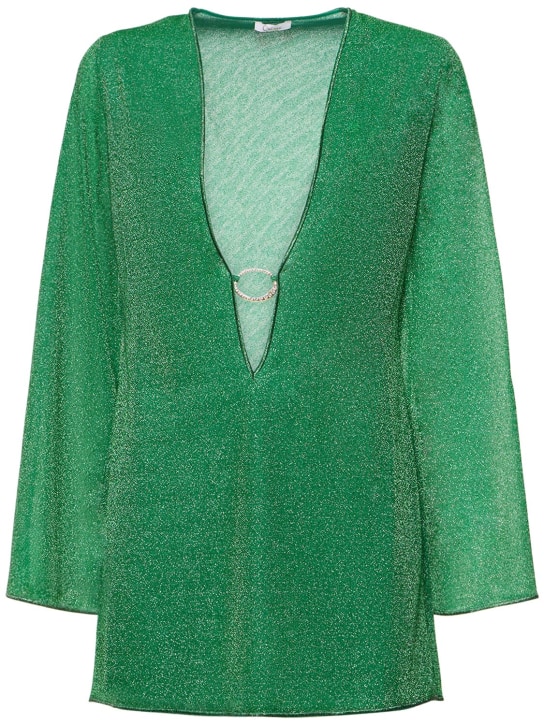 Oséree Swimwear: Robe caftan courte en lurex Lumiere - women_0 | Luisa Via Roma