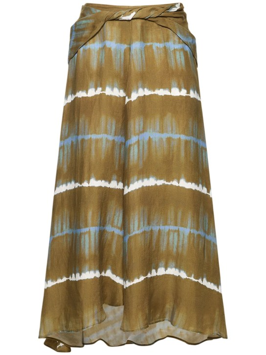 ALTUZARRA: Pythia印花亚麻迷笛半身裙 - 绿色 - women_0 | Luisa Via Roma