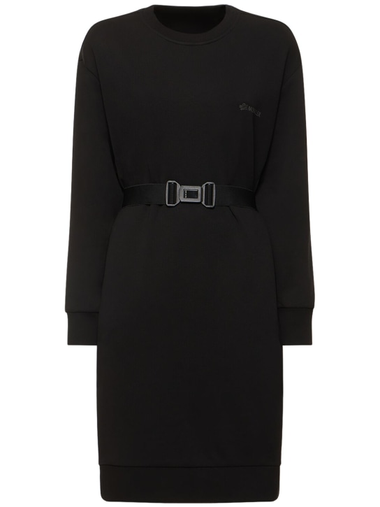 Moncler: 棉质卫衣裙 - 黑色 - women_0 | Luisa Via Roma