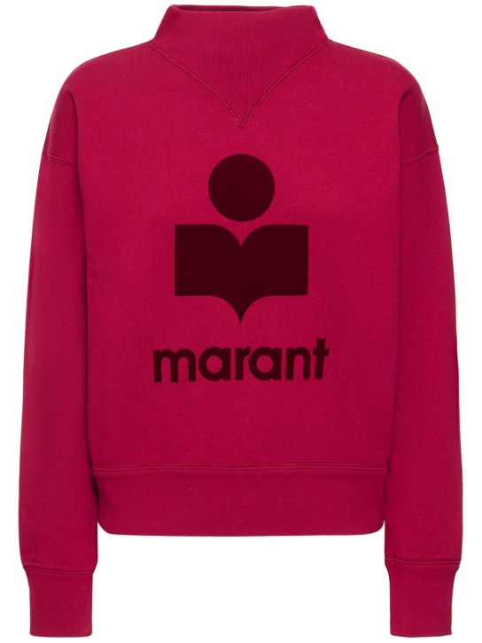 Marant Etoile: Sweat-shirt en coton mélangé à logo Moby - Purple/Burgundy - women_0 | Luisa Via Roma