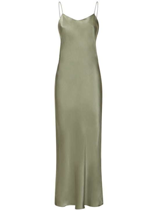 ANINE BING: Chloe silk satin long dress - Green - women_0 | Luisa Via Roma