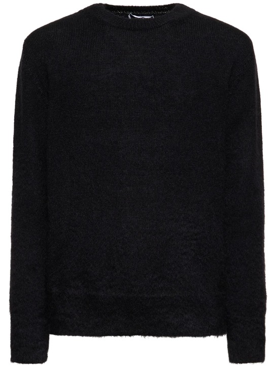 Off-White: Arrow mohair blend knit sweater - Black - men_0 | Luisa Via Roma
