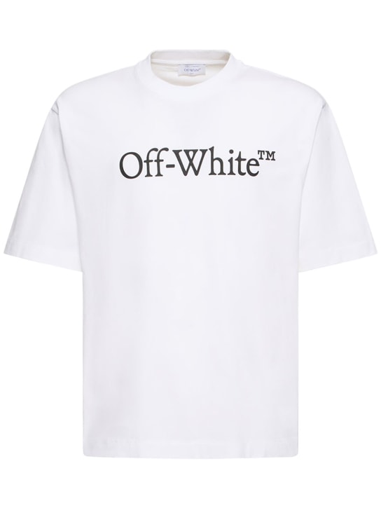 Off-White: Big Bookish Skate cotton t-shirt - Beyaz - men_0 | Luisa Via Roma