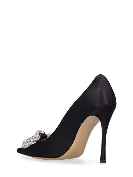 Mach & Mach: 110mm Double Bow satin pumps - Black - women_3 | Luisa Via Roma